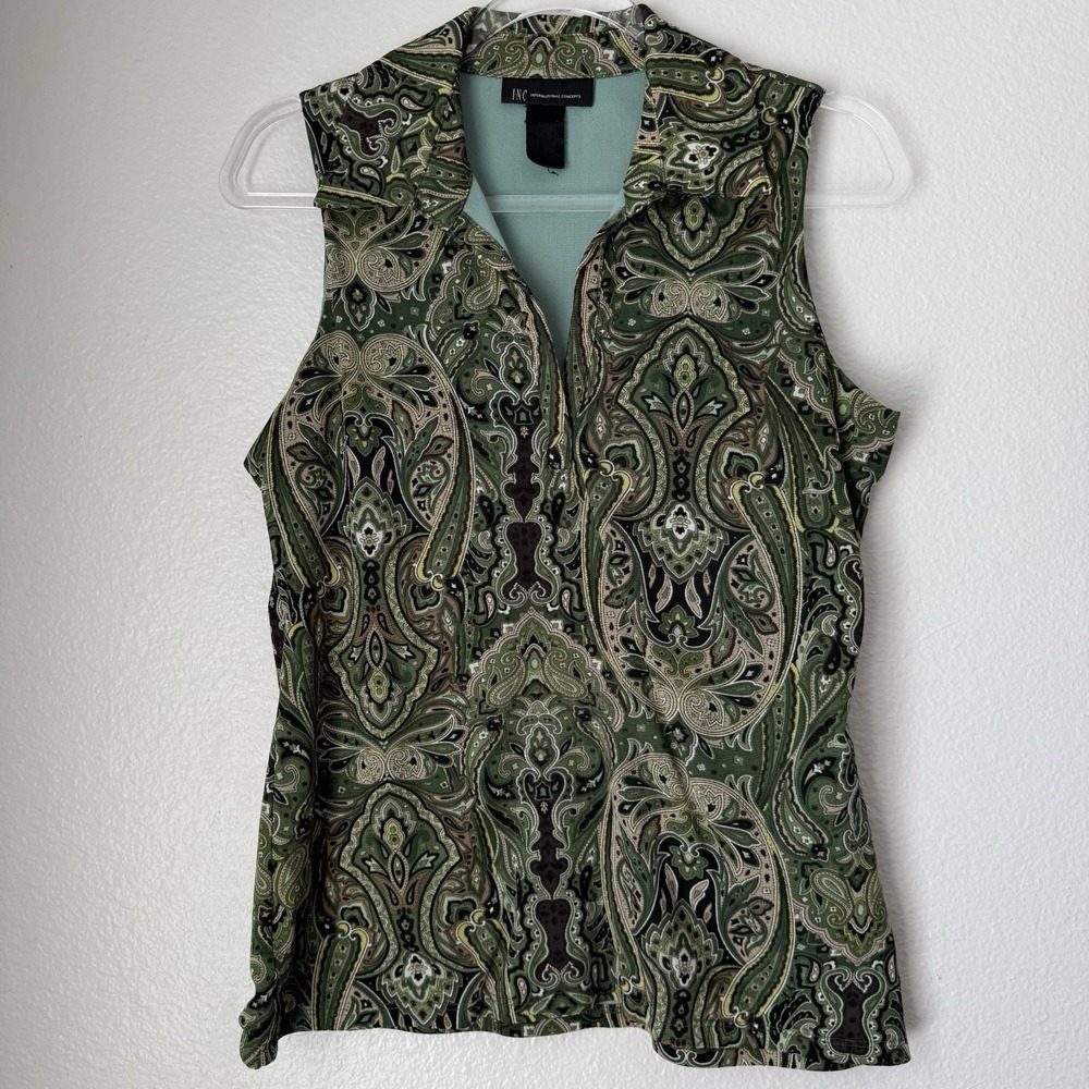 Vintage INC Top Green Paisley Y2K Blouse Fairy Grunge 90's Goblin Core Forest